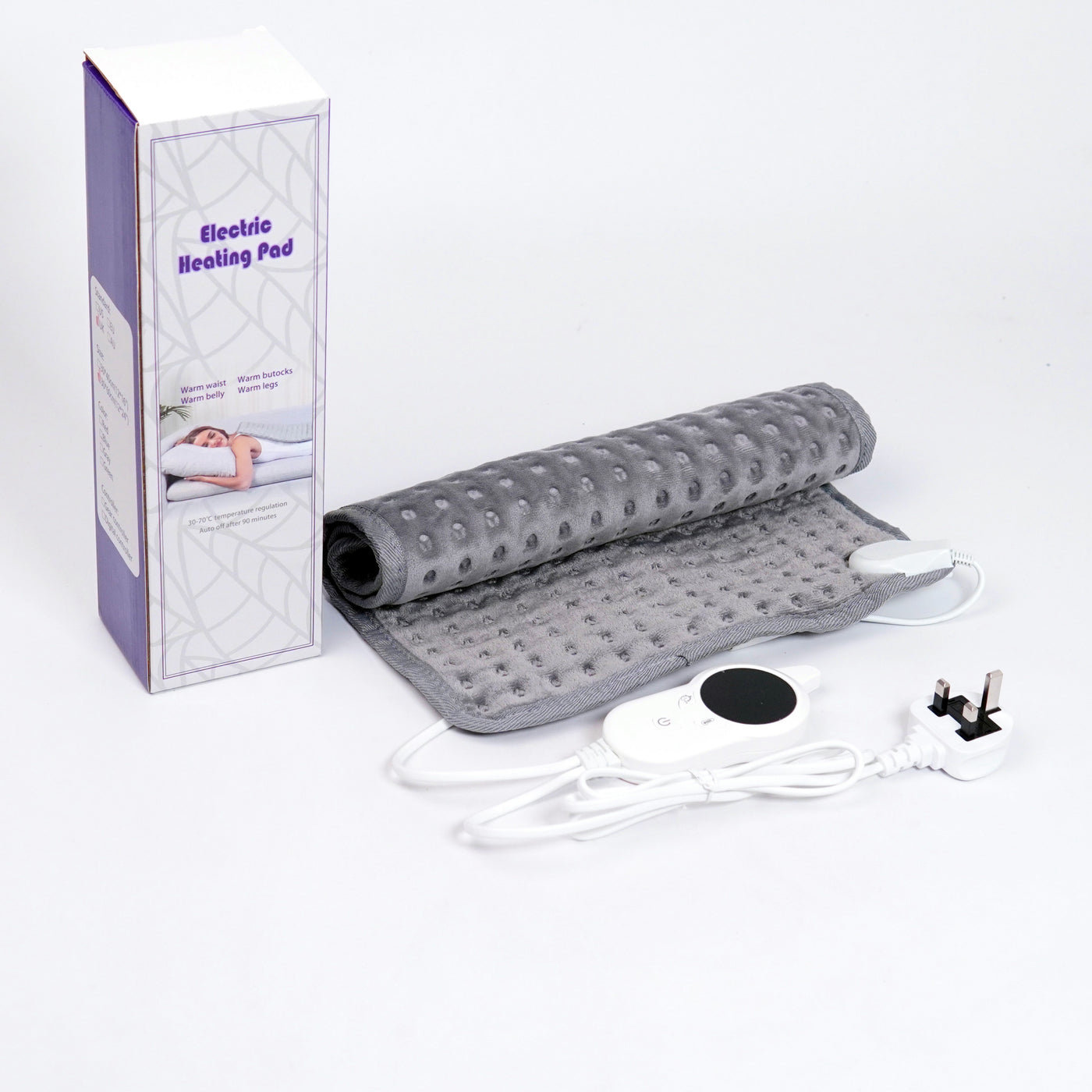 Imported Electric Heating Pad - Large 12 x 24 inches for Muscular Pain - Grey