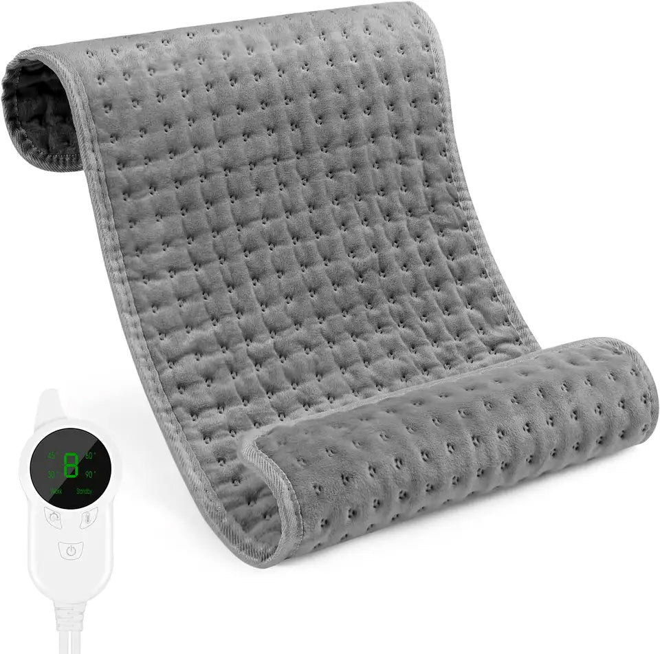 Imported Electric Heating Pad - Large 12 x 24 inches for Muscular Pain - Grey
